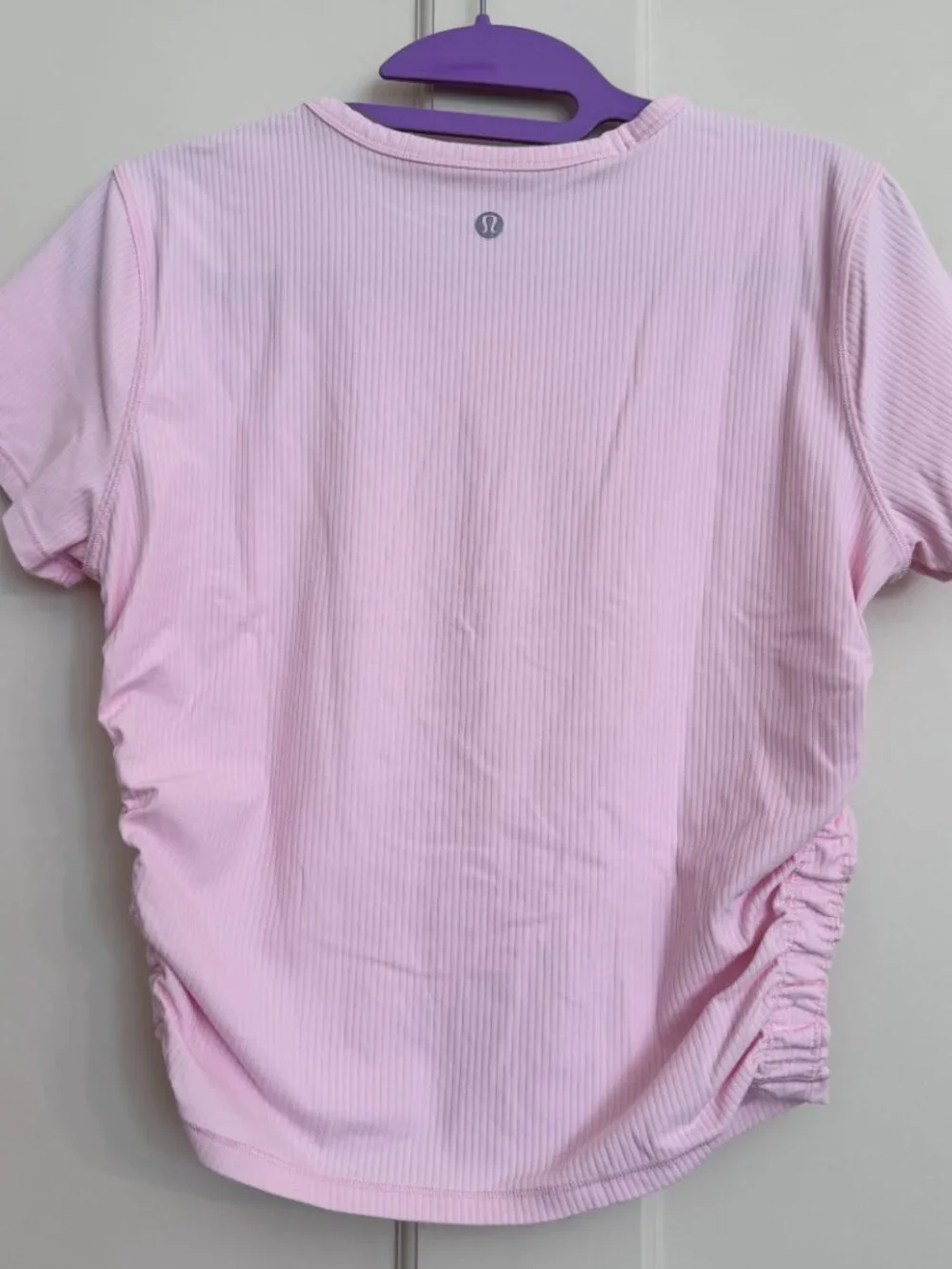 Lululemon All It Takes Ribbed Nulu Short Sleeve Ruched T Shirt Pink Size 8/10